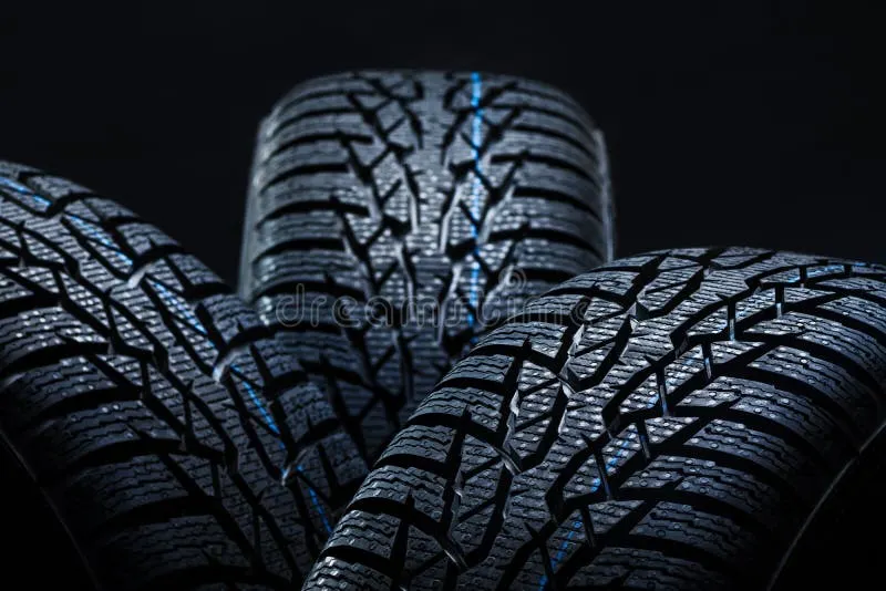 Assorted car tyres on display